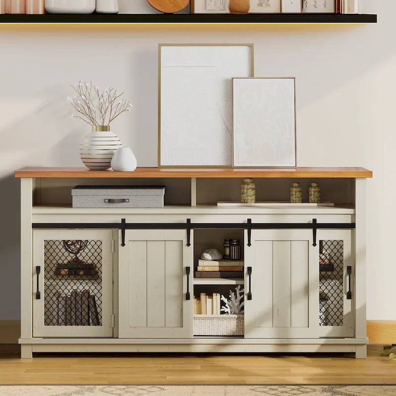 Farmhouse Sideboard Buffet Cabinet with Sliding Barn Doors-7