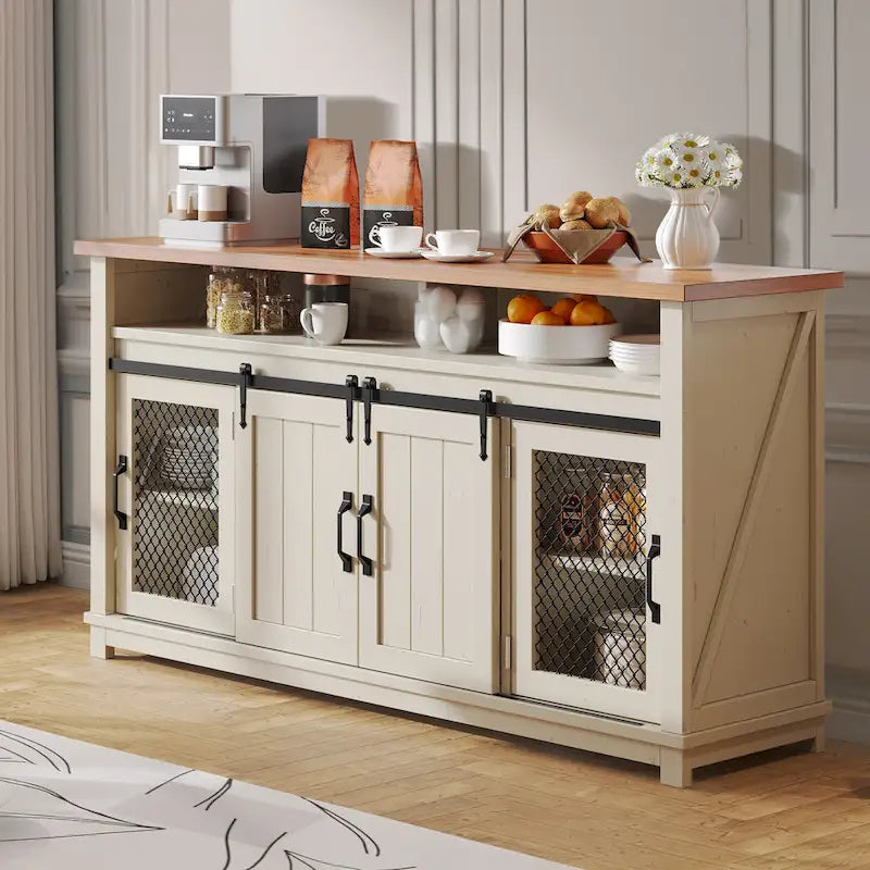 Farmhouse Sideboard Buffet Cabinet with Sliding Barn Doors-8