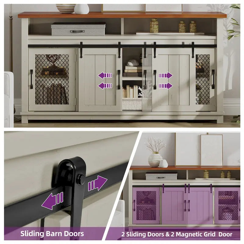 Farmhouse Sideboard Buffet Cabinet with Sliding Barn Doors-10