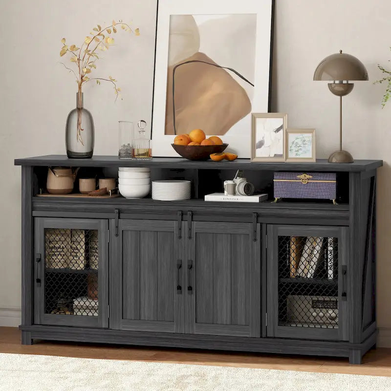 Farmhouse Sideboard Buffet Cabinet with Sliding Barn Doors-17