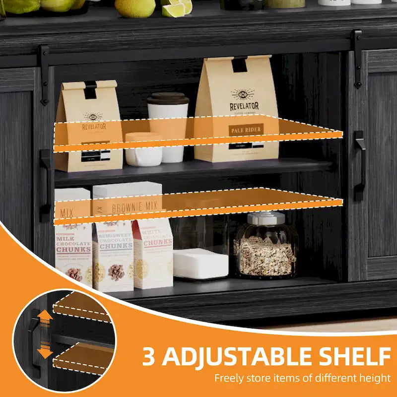 Farmhouse Sideboard Buffet Cabinet with Sliding Barn Doors-22