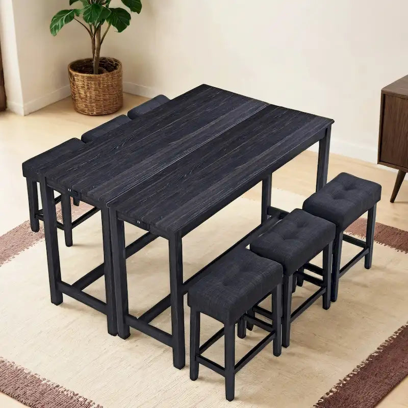 8 PCS Bar Table Dining Sets with Counter Stools and Built-in Power Outlets-19