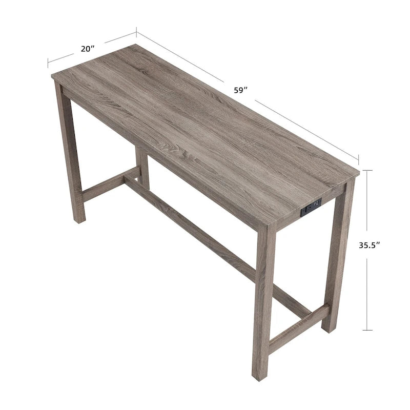 8 PCS Bar Table Dining Sets with Counter Stools and Built-in Power Outlets-5