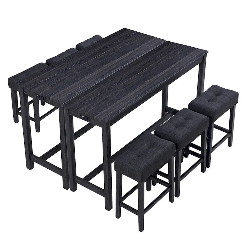 8 PCS Bar Table Dining Sets with Counter Stools and Built-in Power Outlets-11