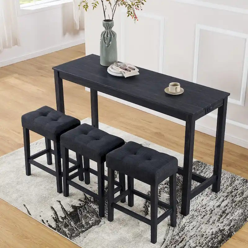 8 PCS Bar Table Dining Sets with Counter Stools and Built-in Power Outlets-12