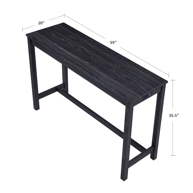 8 PCS Bar Table Dining Sets with Counter Stools and Built-in Power Outlets-14