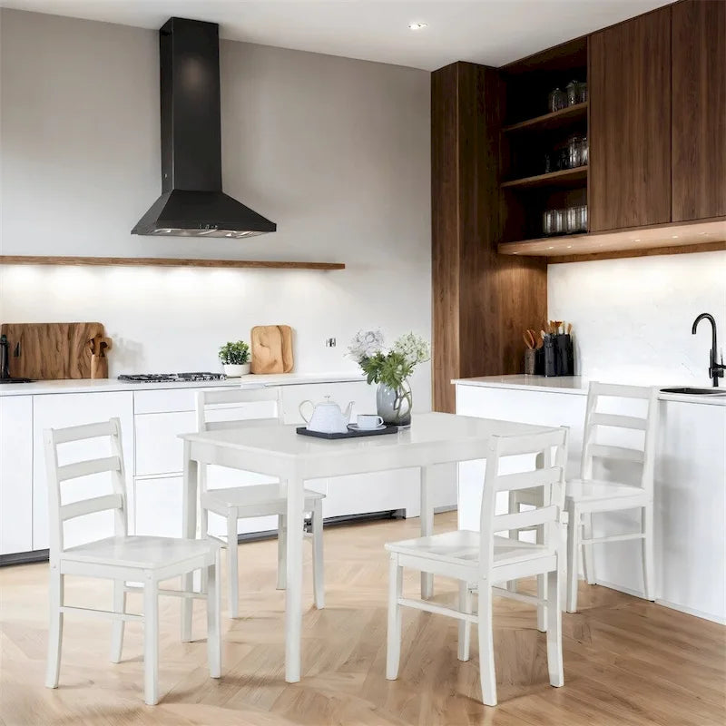 5-Piece 45 Wood Dining Set with Ladder Back and Legs