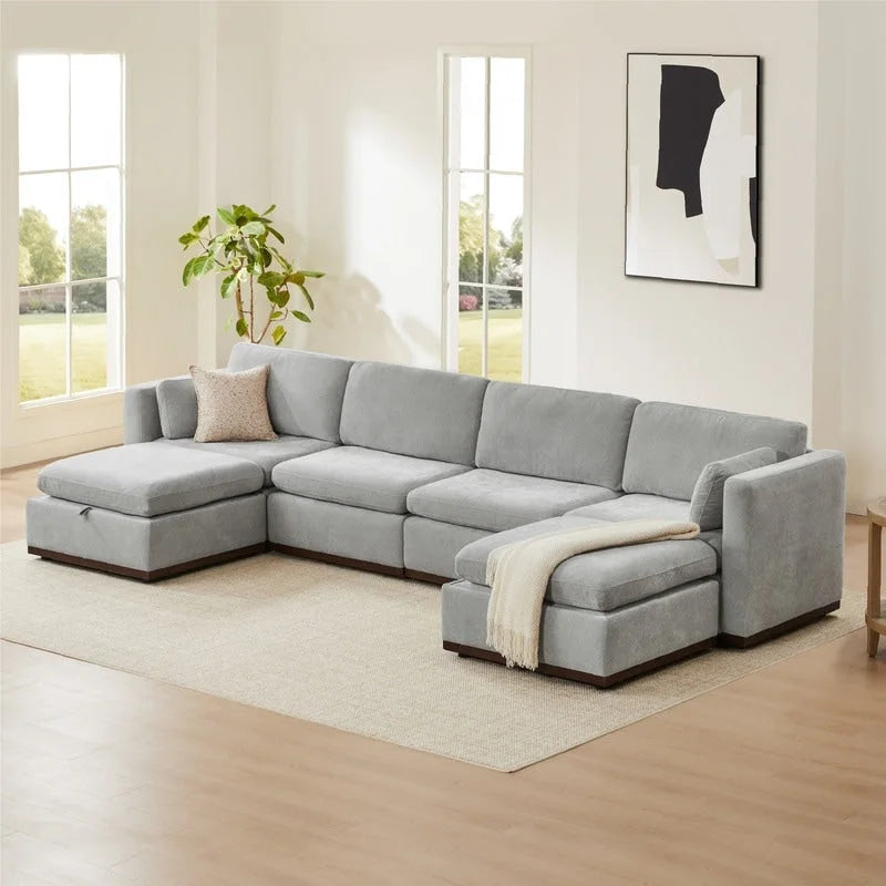 Donna Oversized Modular Sectional Fabric Sofa with Upgraded Wood Base-4