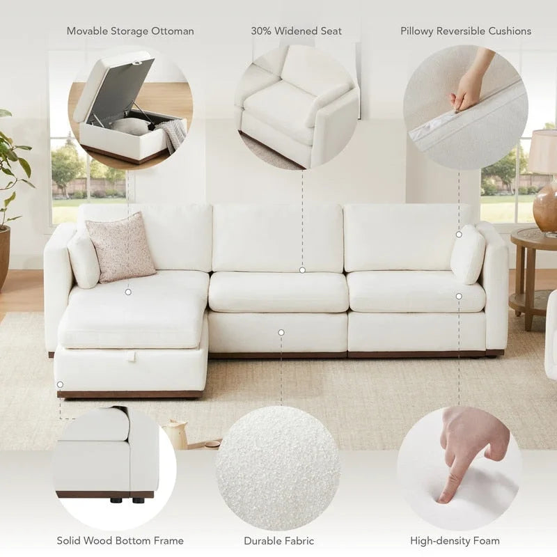 Donna Oversized Modular Sectional Fabric Sofa with Upgraded Wood Base-6