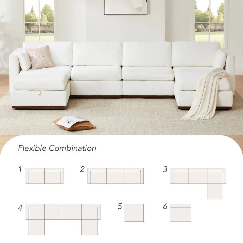 Donna Oversized Modular Sectional Fabric Sofa with Upgraded Wood Base-7