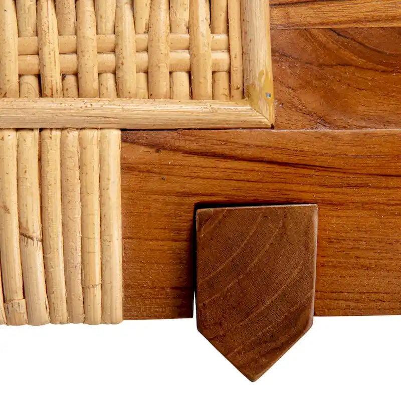 Teakwood and Rattan Bench-7