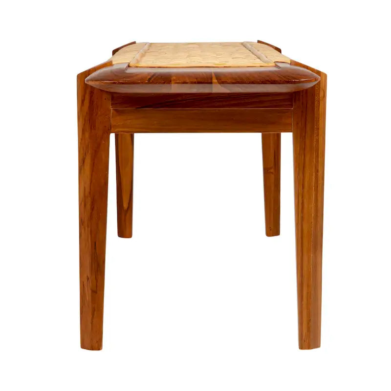 Teakwood and Rattan Bench-8