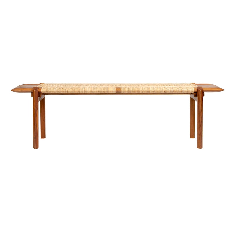 Teakwood and Rattan Bench-9