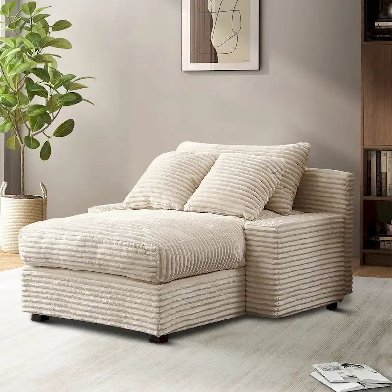 Modern Stylish Corduroy Fabric Upholstered Chaise Lounge Chair-20