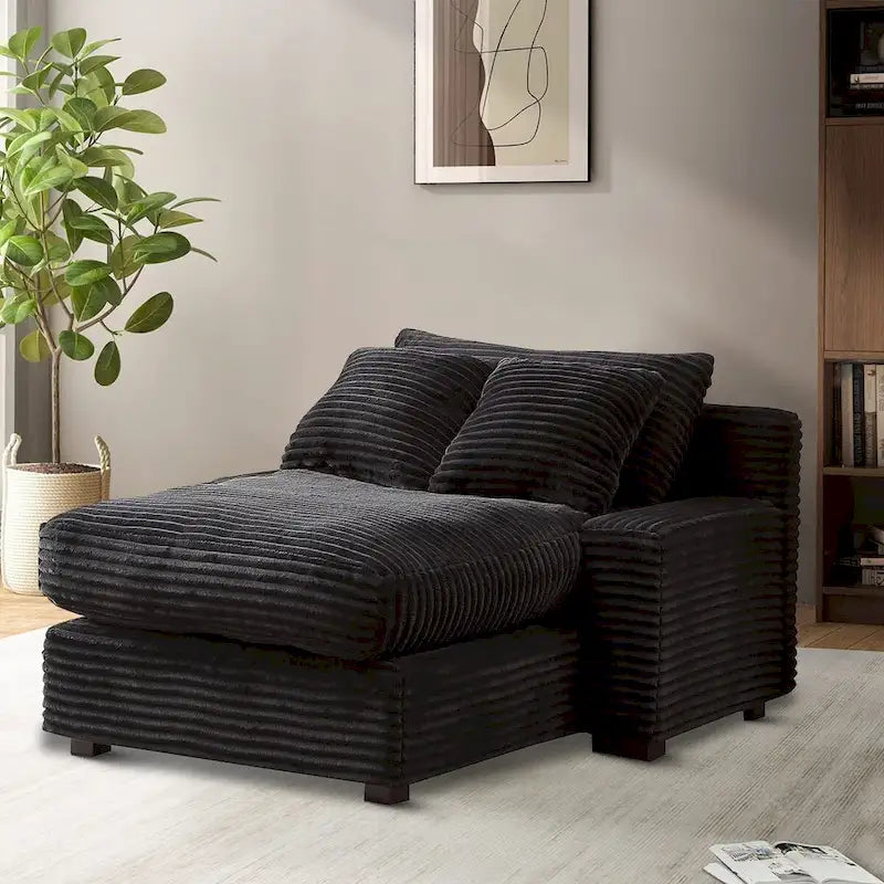 Modern Stylish Corduroy Fabric Upholstered Chaise Lounge Chair-7