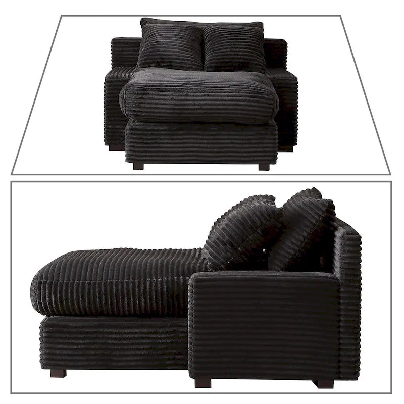 Modern Stylish Corduroy Fabric Upholstered Chaise Lounge Chair-8