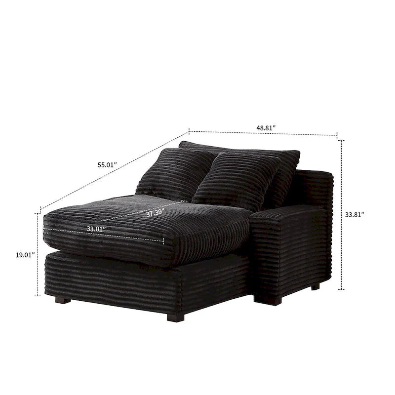 Modern Stylish Corduroy Fabric Upholstered Chaise Lounge Chair-10