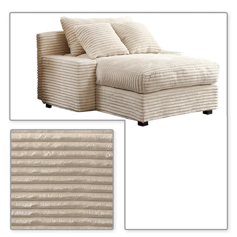Modern Stylish Corduroy Fabric Upholstered Chaise Lounge Chair-15