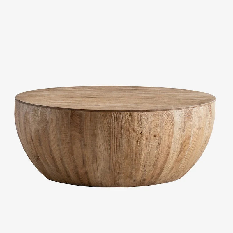 35.43 Vintage Style Bucket Shaped Round Coffee Table with Storage Flip Top-8