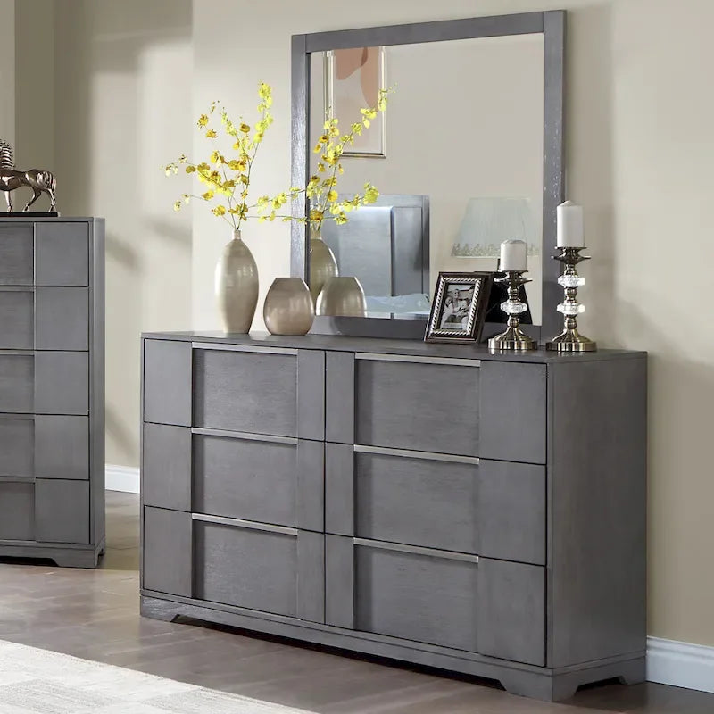 Furniture of America Tona Contemporary 5-Piece Grey Wood Storage Platform Bedroom Set with LED Lights-8