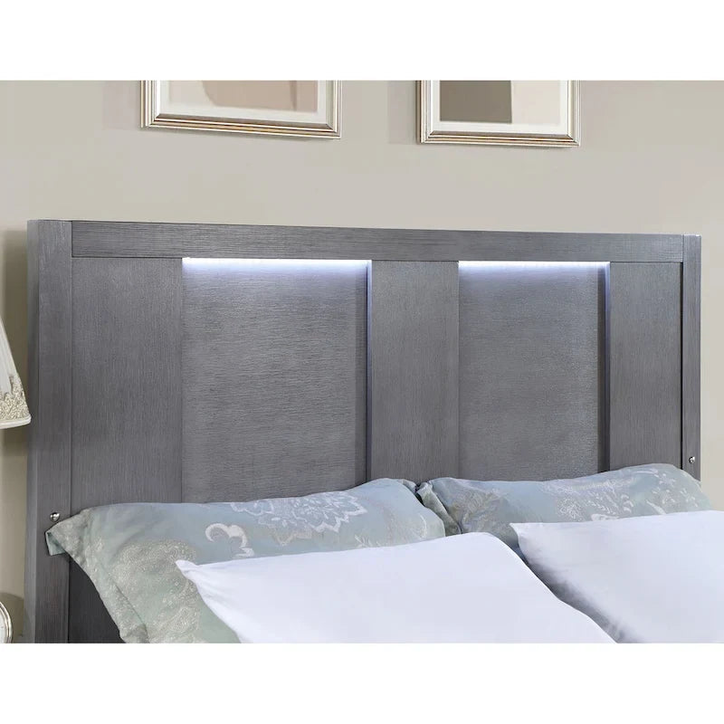 Furniture of America Tona Contemporary 5-Piece Grey Wood Storage Platform Bedroom Set with LED Lights-9