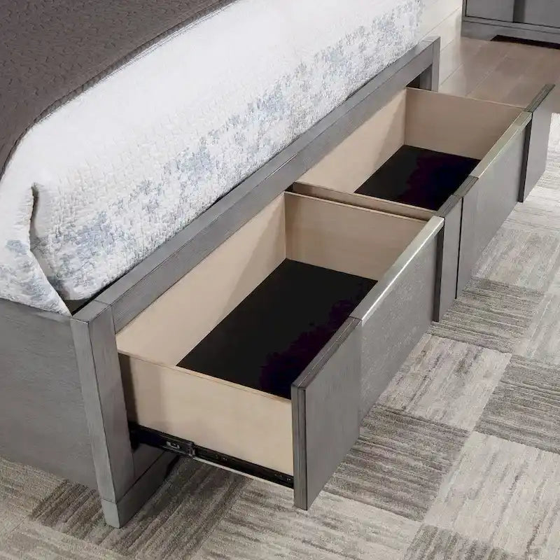 Furniture of America Tona Contemporary 5-Piece Grey Wood Storage Platform Bedroom Set with LED Lights-10