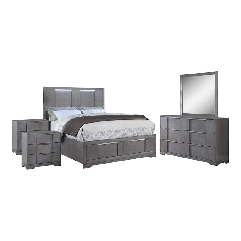 Furniture of America Tona Contemporary 5-Piece Grey Wood Storage Platform Bedroom Set with LED Lights-14