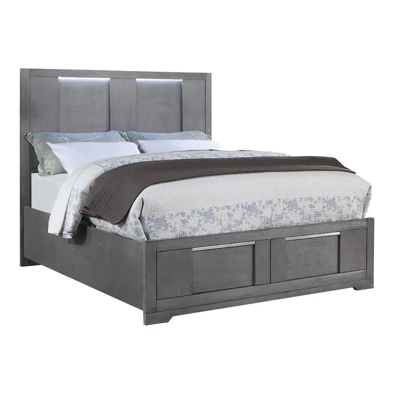 Furniture of America Tona Contemporary 5-Piece Grey Wood Storage Platform Bedroom Set with LED Lights-15