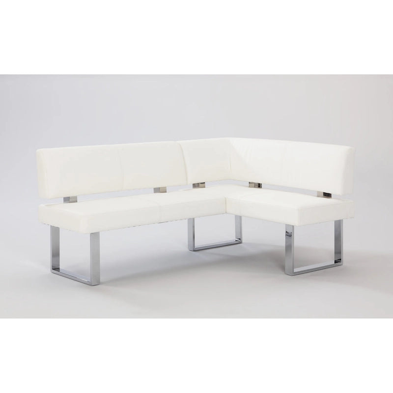Somette Leah White Nook Corner Dining Bench-7
